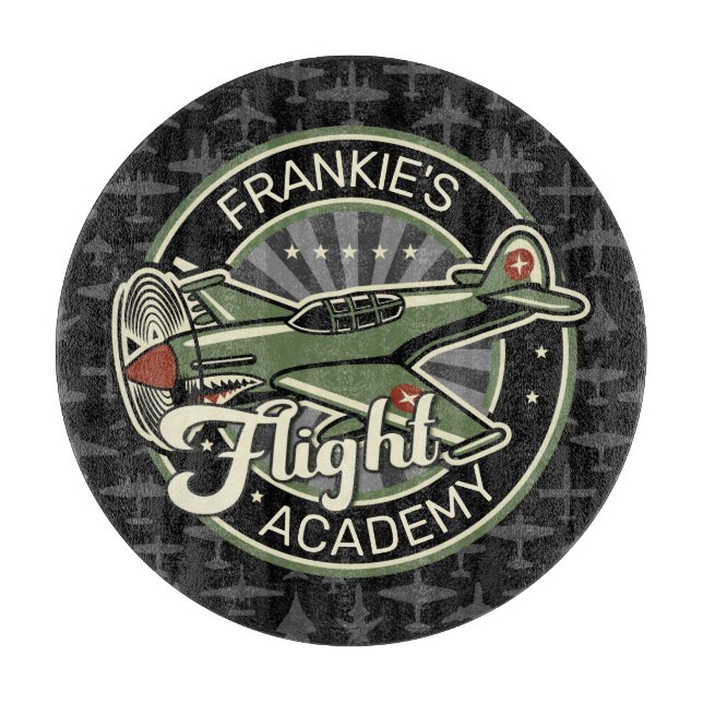 Custom NAME WWII Military Fighter War Plane Retro Cutting Board (Front)