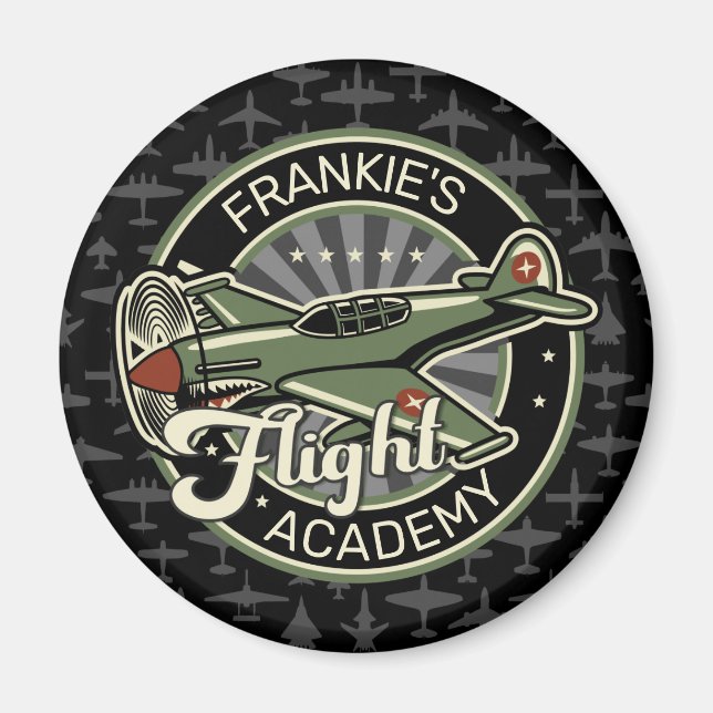 Custom NAME WWII Military Fighter War Plane Retro Magnet (Front)