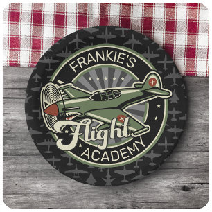 Custom NAME WWII Military Fighter War Plane Retro Paper Plate