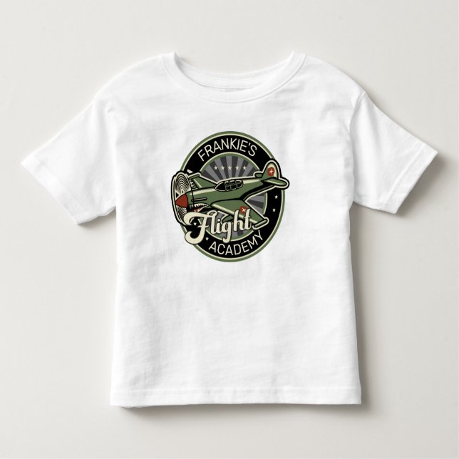 Custom NAME WWII Military Fighter War Plane Retro Toddler T-Shirt (Front)