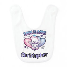 Custom Name Y2K Baby Bib Cute Angel Bear Love Is L