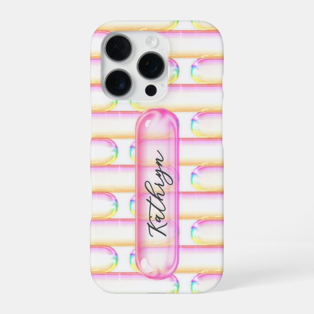 Custom Name Y2K UI Pill Glass Button  iPhone Case (Back)