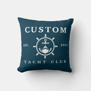 Custom Name Yacht Club Pillow, Custom Yacht Decor Cushion