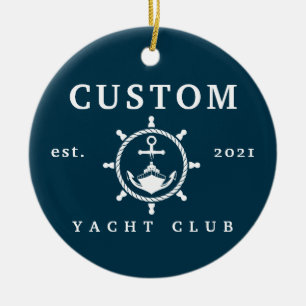 Custom Name Yacht Ornament, Custom Yacht Decor Ceramic Ornament