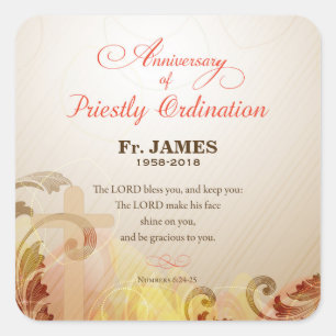 Custom Name & Year, 60th Priestly Ordination Square Sticker