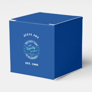 Custom Name & Year Blue & White "Legally an Adult" Favour Box