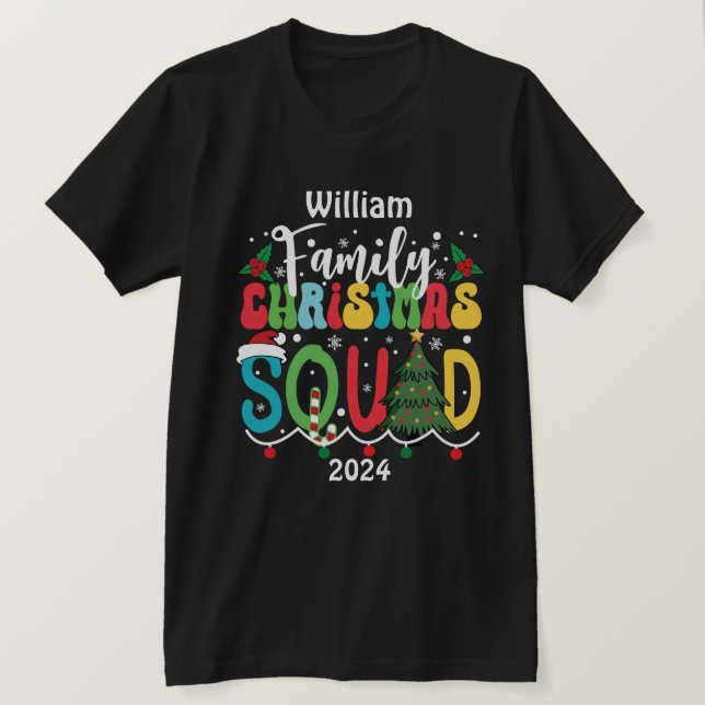 Custom Name Year Christmas Family Squad Matching T-Shirt (Design Front)