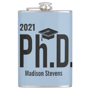 Custom name, year & colour Ph.D.  Hip Flask
