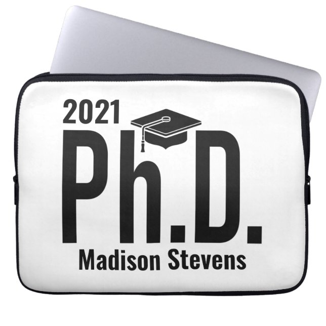Custom name, year & colour Ph.D. laptop sleeves (Front)