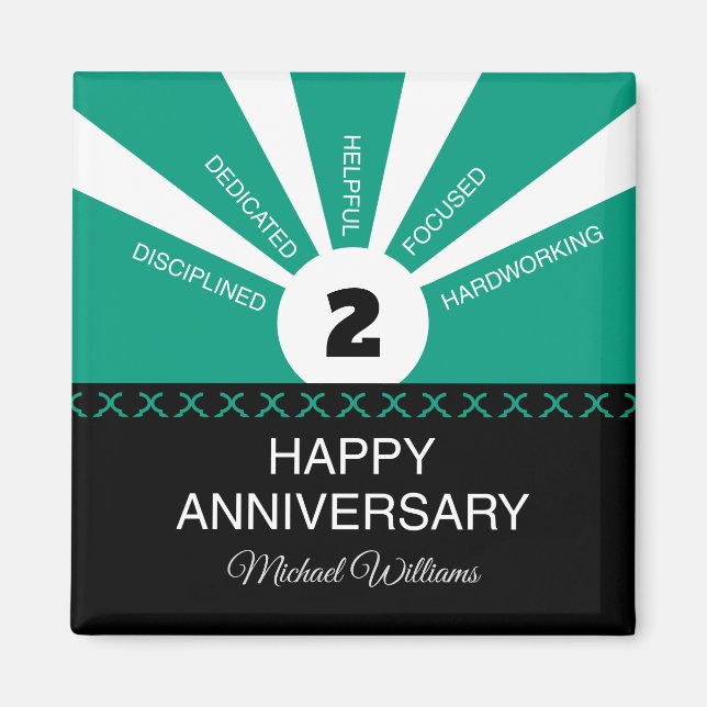 Custom Name & Year, Employee Anniversary Magnet (Front)