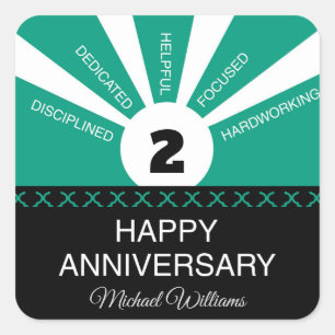 Custom Name & Year, Employee Anniversary Square Sticker