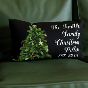 Custom Name Year Est Family Christmas Pillow