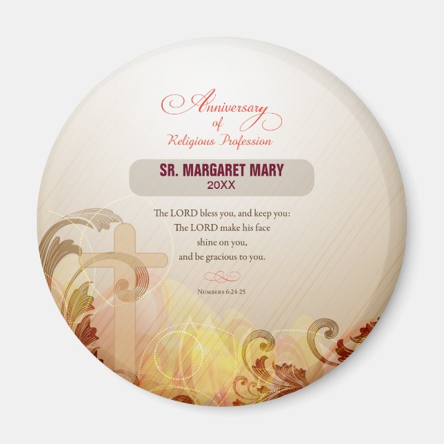 Custom Name & Year Nun, 60th Anniversary Religious Magnet (Front)