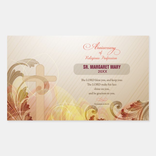 Custom Name & Year Nun, 60th Anniversary Religious Rectangular Sticker (Front)