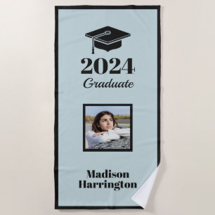 Custom Name, Year, Photo & Colour Graduation Beach Towel