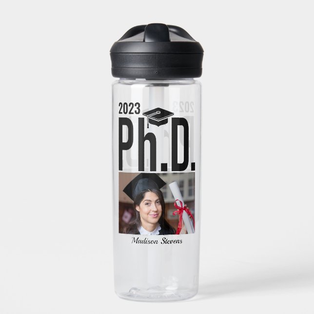 Custom name, year & photo water bottle (Front)