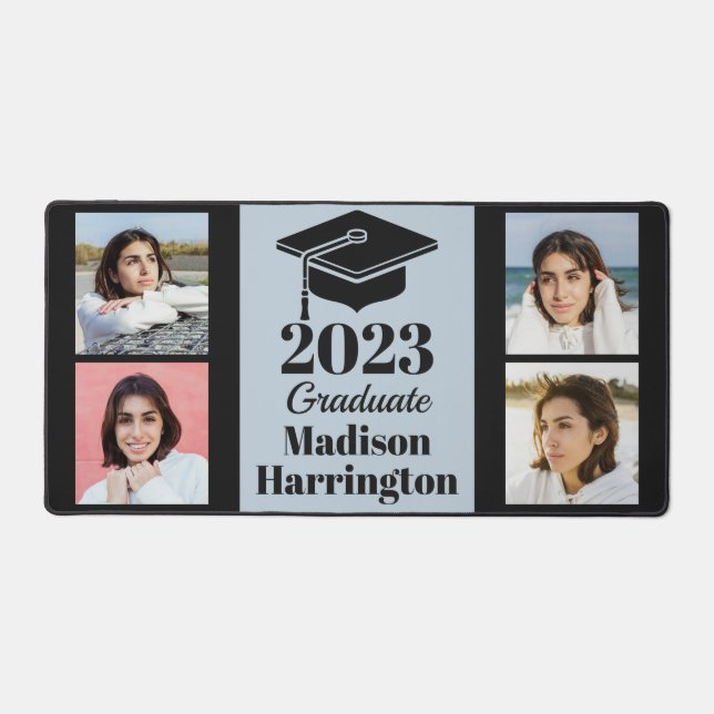 Custom name, year & photos Graduation Desk Mat (Front)