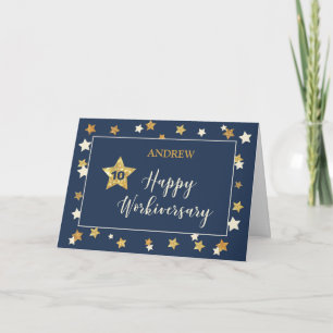 Custom Name Year Tenth 10 Employee Workiversary Card
