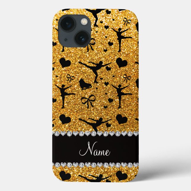 Custom name yellow glitter figure skating Case-Mate iPhone case (Back)
