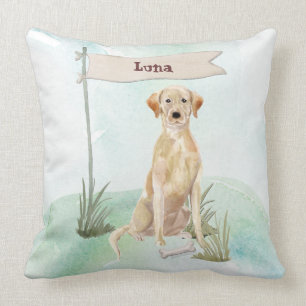 Custom Name Yellow Lab Pet Dog Cushion