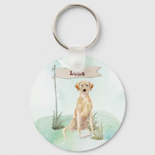 Custom Name Yellow Lab Pet Dog Key Ring