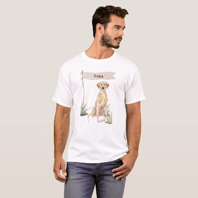 Custom Name Yellow Lab Pet Dog T-Shirt (Front Full)