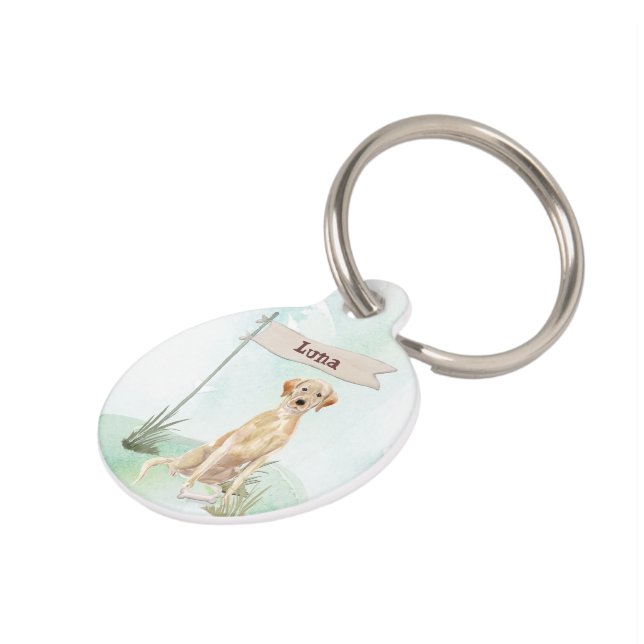 Custom Name Yellow Lab Pet Dog Tag (Side)