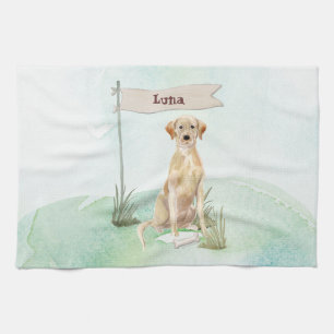 Custom Name Yellow Lab Pet Dog Tea Towel