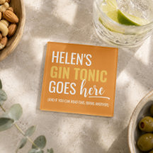 Custom Name Yellow Orange Funny Gin Lover Gift