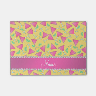 Custom name yellow pink cosmos limes post-it notes