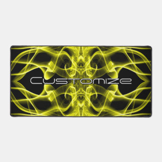 Custom Name Yellow Smoke Symmetrical Black Desk Mat