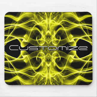 Custom Name Yellow Smoke Symmetrical Black Mouse Pad