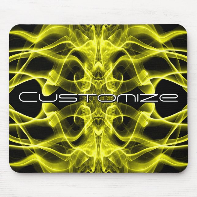 Custom Name Yellow Smoke Symmetrical Black Mouse Pad (Front)