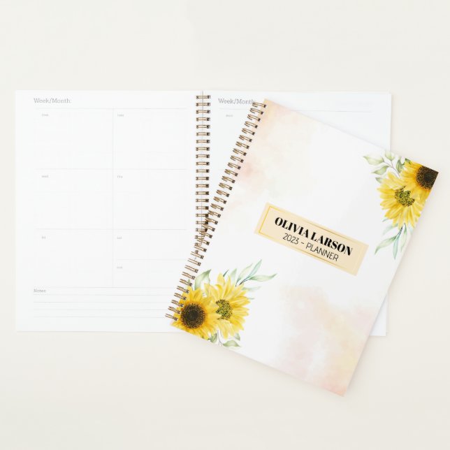Custom Name Yellow Sunflower 2023 Planner (Display)