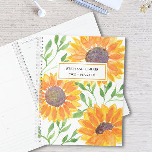 Custom Name Yellow Sunflower 2023  Planner