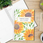 Custom Name Yellow Sunflower  Planner<br><div class="desc">This floral Planner is decorated with yellow watercolor sunflowers and green leaves.
Easily customisable with your name and year.
Because we create our artwork you won't find this exact image from other designers.
Original Watercolor © Michele Davies.</div>