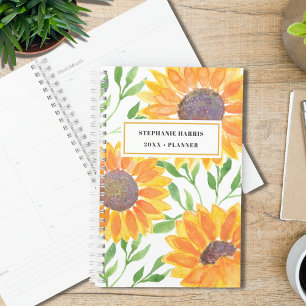 Custom Name Yellow Sunflower  Planner
