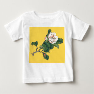 CUSTOM NAME YELLOW TODDLER T-SHIRT WHITE FLOWER