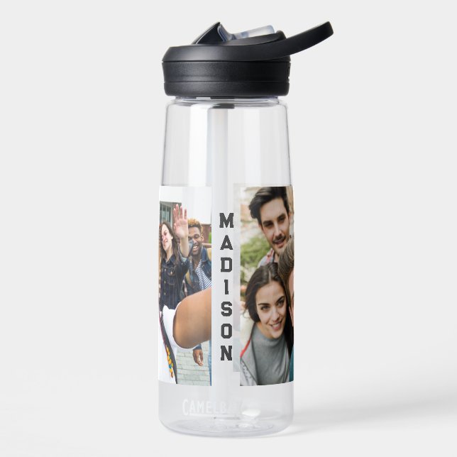 Custom Name & YOUR 2 Photos Water Bottle (Left)