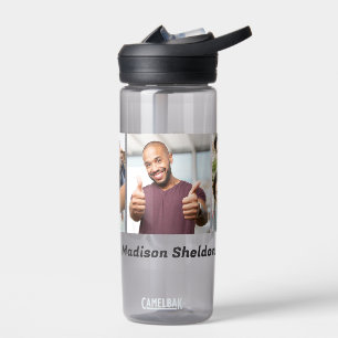 Custom Name & YOUR 3 Photos Water Bottle
