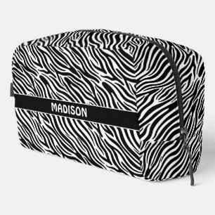 Custom Name Zebra Pattern Dopp Kit
