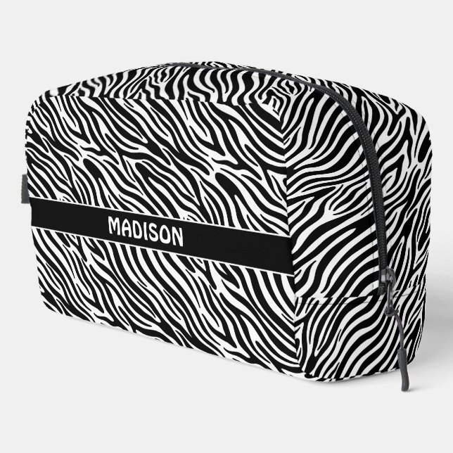 Custom Name Zebra Pattern Dopp Kit (Right Corner)