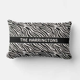 Custom Name Zebra Pattern Lumbar Cushion