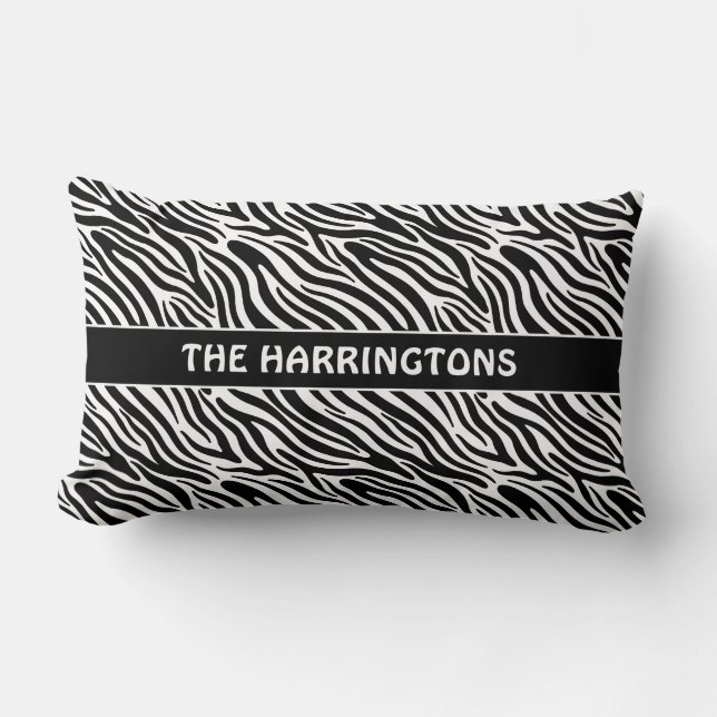 Custom Name Zebra Pattern Lumbar Cushion (Front)