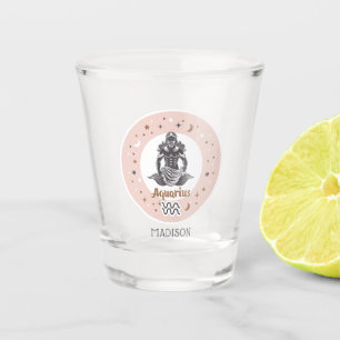 Custom Name Zodiac Sign Aquarius Shot Glass
