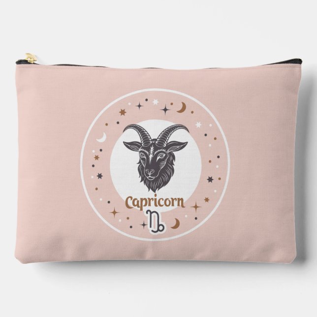 Custom Name Zodiac Sign Capricorn Accessory Pouch (Front)