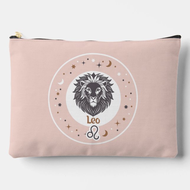Custom Name Zodiac Sign Leo Accessory Pouch (Front)