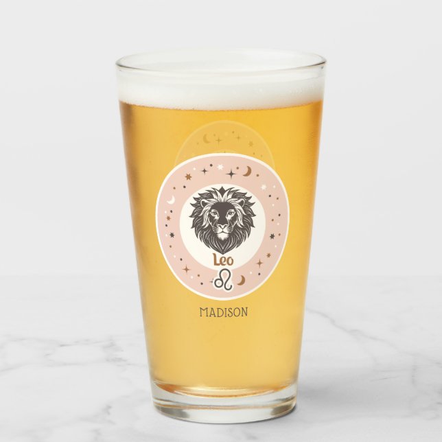 Custom Name Zodiac Sign Leo Glass (Back Filled)