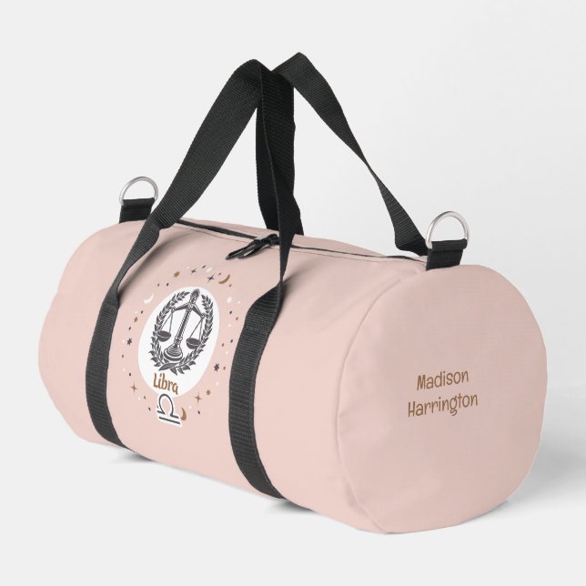 Custom Name Zodiac Sign Libra Duffle Bag (Left Corner)