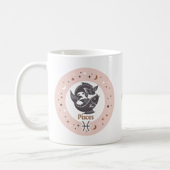 Custom Name Zodiac Sign Pisces Coffee Mug (Left)